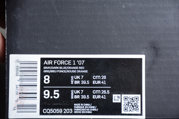 Nike Air Force 1 07 Mid Midnight Blue Orange Dark Grey CQ5059-203