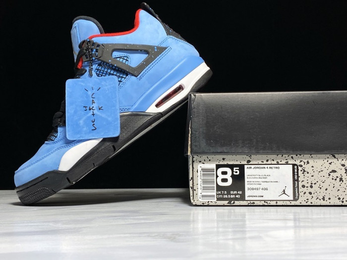 Travis Scott x Air Jordan 4 “Houston Oilers” University Blue 308497-406